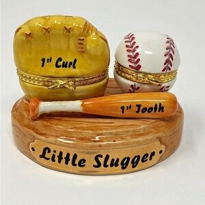 New in box, Mud Pie Little Slugger Ceramic Keepsake Set